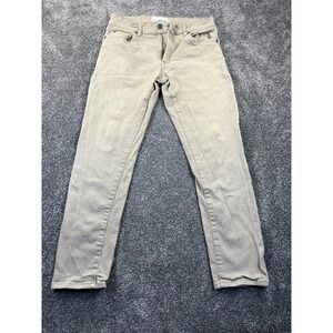 Stitches‎ & Rivets Jeans Mens 32 Cotton Belted Slim Fit Straight Leg Denim Khaki